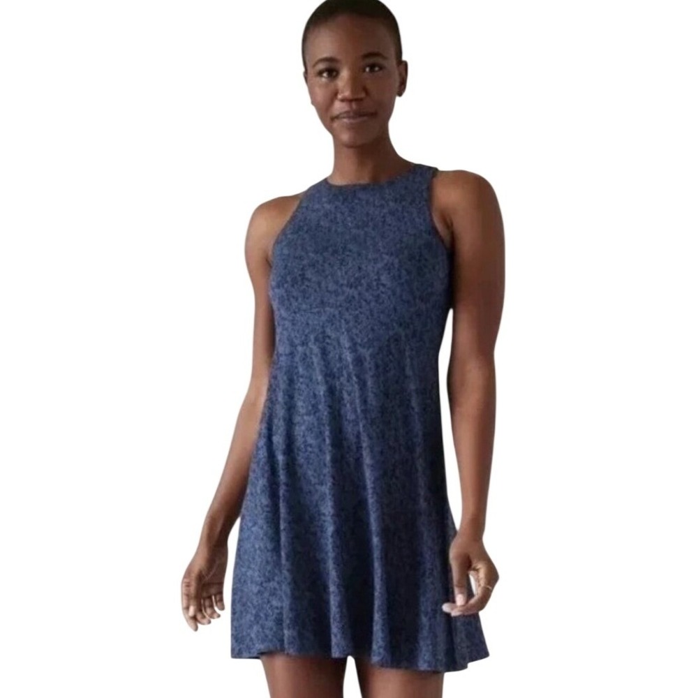 Athleta Women's Santorini Sleeveless Dress Blue Print Size Small Petite